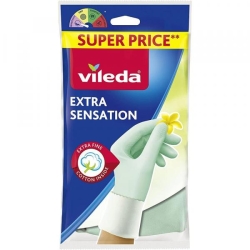 VILEDA Rękawiczki EXTRA SENSATION flokowane seledynowe / M